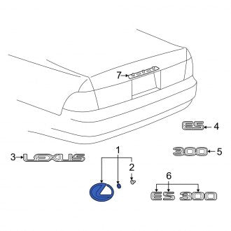 New OEM Rear Deck Lid Emblem Fits, 1997-2001 Lexus ES - Part # 7544233070