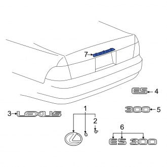 New OEM Rear Trunk Lid Applique Fits, 1997-2001 Lexus ES - Part # 7681133050