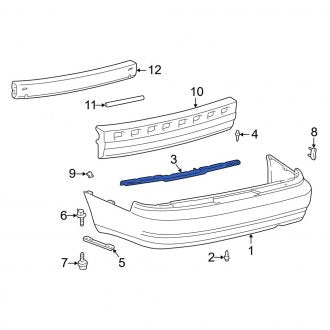 New OEM Rear Upper Bumper Cover Support Rail Fits, 1997-2001 Lexus ES - Part # 5256133040