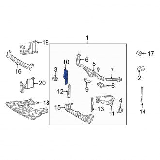 New OEM Front Right Radiator Support Side Panel Fits, 1998-2005 Lexus GS - Part # 5321130280