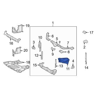 New OEM Front Left Radiator Support Side Panel Fits, 1998-2005 Lexus GS - Part # 5321230220