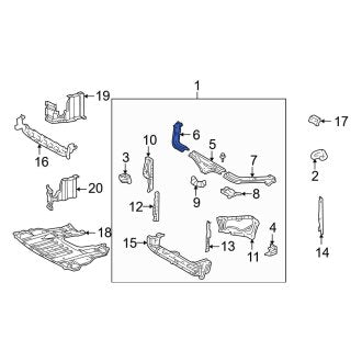 New OEM Front Right Radiator Support Tie Bar Extension Fits, 1998-2005 Lexus GS - Part # 5321330042