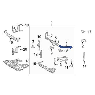 New OEM Front Left Radiator Support Tie Bar Extension Fits, 1998-2005 Lexus GS - Part # 5321430032