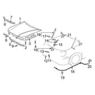 New OEM Front Hood Release Cable Fits, 1998-2005 Lexus GS - Part # 5363030250