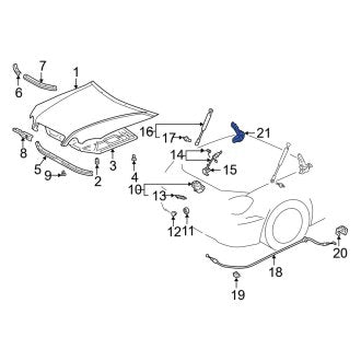 New OEM Front Left Hood Hinge Fits, 1998-2005 Lexus GS - Part # 5342030130