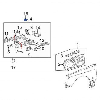 New OEM Front Frame Side Member Reinforcement Fits, 1998-2005 Lexus GS - Part # 5372330030