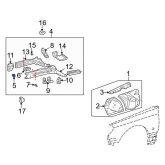 New OEM Front Left Frame Side Member Reinforcement Fits, 1998-2005 Lexus GS - Part # 5718230030