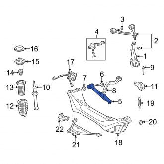 New OEM Front Right Lower Rearward Suspension Control Arm Fits, 1998-1999 Lexus GS - Part # 4866030240