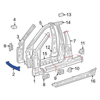 New OEM Right Body A-Pillar Reinforcement Fits, 1998-2005 Lexus GS - Part # 6101530030