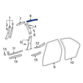 New OEM Front Left Roof Opening Trim Fits, 1998-2001 Lexus GS - Part # 6642330020