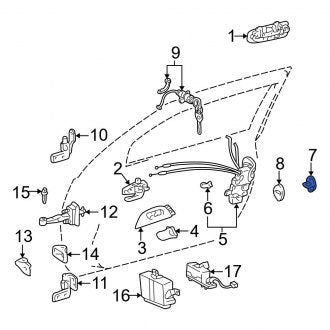 New OEM Rear Door Lock Striker Plate Fits, 1998-2005 Lexus GS - Part # 6941030050