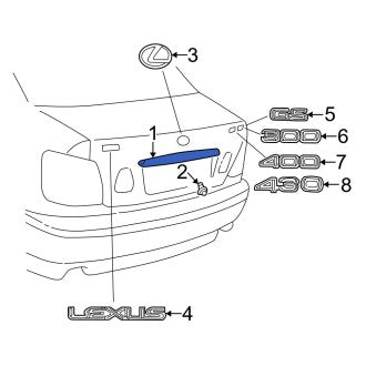 New OEM Rear Deck Lid Finish Panel Fits, 1998-2000 Lexus GS - Part # 7681130040