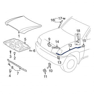 New OEM Front Hood Release Cable Fits, 1998-2002 Lexus LX - Part # 5363060060