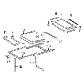 New OEM Rear Sunroof Opening Trim Fits, 1998-2002 Lexus LX - Part # 6321960030