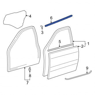 New OEM Front Right Inner Door Window Belt Weatherstrip Fits, 1998-2007 Lexus LX - Part # 6817060111