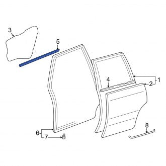 New OEM Rear Right Inner Door Window Belt Weatherstrip Fits, 1998-2007 Lexus LX - Part # 6819060080