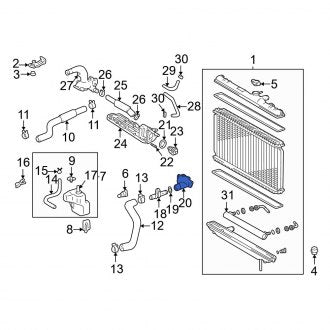 New OEM Lower Engine Coolant Thermostat Housing Fits, 1999-2006 Lexus ES - Part # 1632320020
