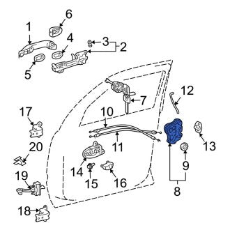 New OEM Front Right Door Latch Assembly Fits, 2002-2006 Lexus ES - Part # 6903033261