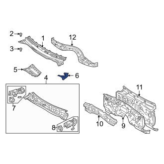 New OEM Left Cowl Grille Panel Brace Fits, 2001-2005 Lexus IS - Part # 5571653020