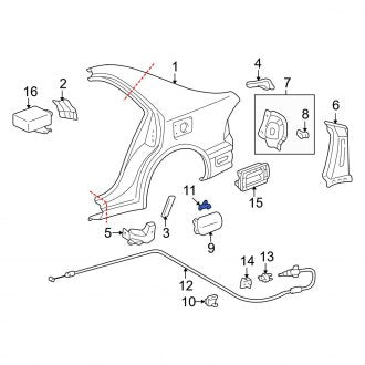 New OEM Fuel Door Spring Fits, 1998-2002 Lexus ES - Part # 7736033020