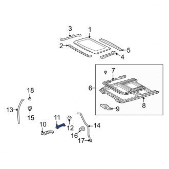 New OEM Rear Left Sunroof Frame Bracket Fits, 2001-2005 Lexus IS - Part # 6324653010