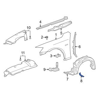 New OEM Left Fender Insulator Fits, 2006-2016 Lexus IS - Part # 5385253021