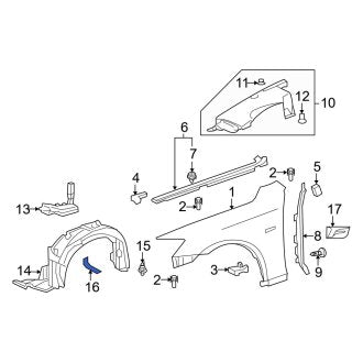 New OEM Right Fender Insulator Fits, 2006-2016 Lexus IS - Part # 5385153021