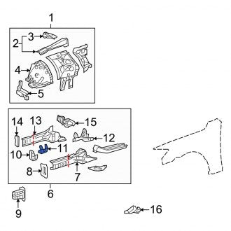 New OEM Front Right Frame Side Member Reinforcement Fits, 2007-2011, 2013-2020 Lexus GS - Part # 5718330030