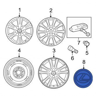 New OEM Wheel Cap Fits, 2010-2018 Lexus ES - Part # 4260350300