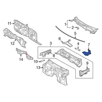 New OEM Left Cowl Grille Panel Brace Fits, 2006-2016 Lexus IS - Part # 5571653040