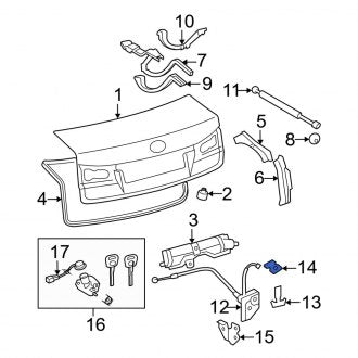 New OEM Deck Lid Handle Clamp Fits, 2007-2012 Lexus ES - Part # 6461853010C0