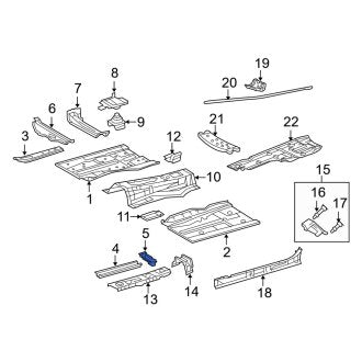 New OEM Front Left Lower Rearward Floor Pan Reinforcement Fits, 2006-2011 Lexus GS - Part # 5750930020