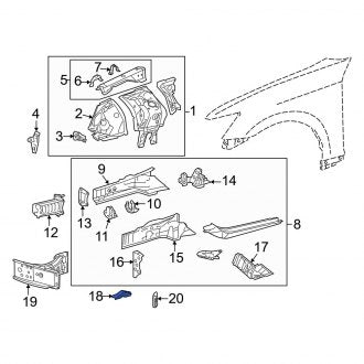 New OEM Front Left Outer Frame Side Member Reinforcement Fits, 2017-2024 Lexus IS - Part # 5374224010