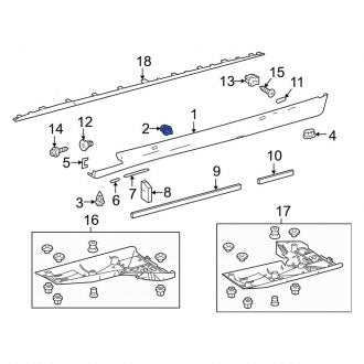 New OEM Rocker Panel Molding Clip Fits, 2002-2006 Lexus ES - Part # 75867AA010