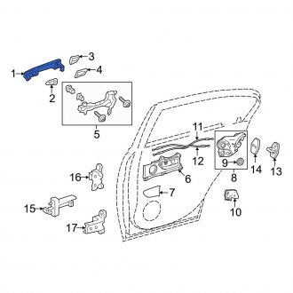 New OEM Rear Left Outer Exterior Door Handle Fits, 2014-2024 Lexus IS - Part # 692200E040A1