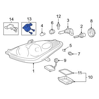 New OEM Front Right Upper Headlight Hardware Kit Fits, 2002-2006 Lexus ES - Part # 8119333030