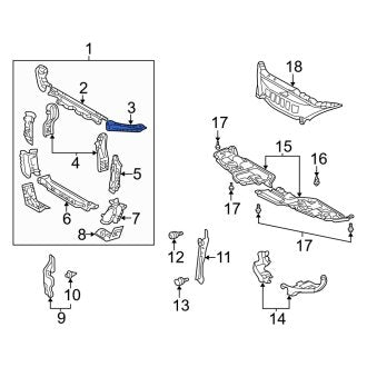 New OEM Front Right Upper Radiator Support Panel Fits, 2002-2006 Lexus ES - Part # 5321333020