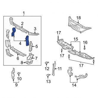 New OEM Front Left Radiator Support Side Panel Fits, 2002-2006 Lexus ES - Part # 5146606020