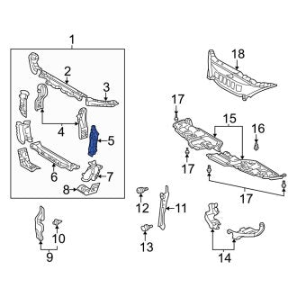 New OEM Front Left Radiator Support Side Panel Fits, 2002-2006 Lexus ES - Part # 5321206041