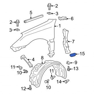 New OEM Right Fender Molding Fits, 2002-2006 Lexus ES - Part # 7562333160C0