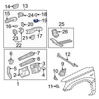 New OEM Front Center Left Frame Side Member Reinforcement Fits, 2002-2006 Lexus ES - Part # 5715633030