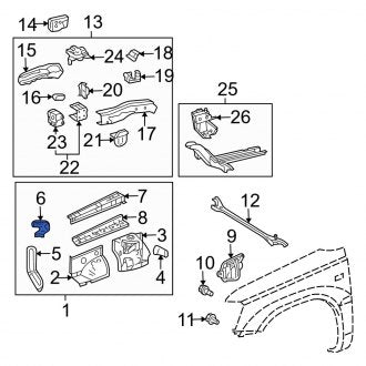 New OEM Front Left Fender Closing Plate Fits, 2002-2006 Lexus ES - Part # 5371833020