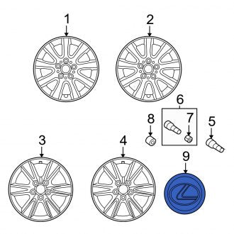 New OEM Wheel Cap Fits, 1997-2006 Lexus ES - Part # 4260333080