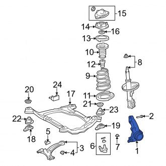 New OEM Front Right Steering Knuckle Fits, 2004-2012 Lexus ES - Part # 43211AA010