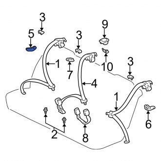 New OEM Rear Right Outer Seat Belt Guide Fits, 2002-2004 Lexus ES - Part # 7333033010A0