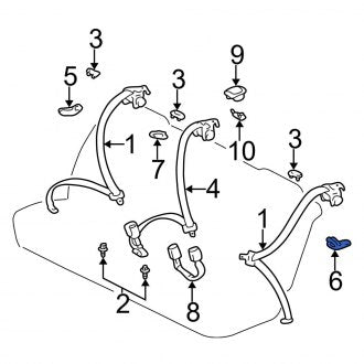 New OEM Rear Left Outer Seat Belt Guide Fits, 2002-2004 Lexus ES - Part # 7334033010B0