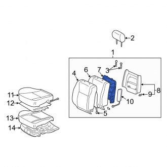 New OEM Front Right Seat Back Frame Fits, 2002-2003 Lexus ES - Part # 7163033140