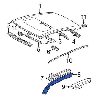 New OEM Right Inner Roof Side Rail Fits, 2002-2006 Lexus ES - Part # 6121133030