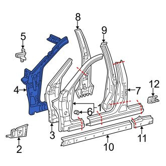 New OEM Left Inner Body A-Pillar Fits, 2002-2006 Lexus ES - Part # 6110233100