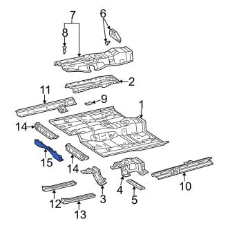 New OEM Front Floor Pan Crossmember Fits, 2002-2013 Lexus ES - Part # 5710307011